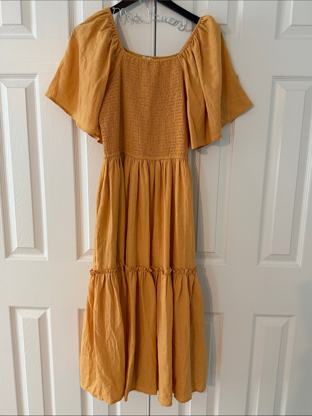 Ivy City Co Maxi Dress Smocked Tiered Women's M Boho Cotton Flutter